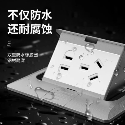不锈钢地插座弹起式隐藏式五孔地插电源网络口地面插座地面插座  1个图4