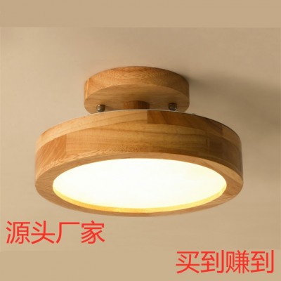 简约北欧实木圆形过道灯门厅入户玄关走廊衣帽间天花装饰led灯具       1个图3