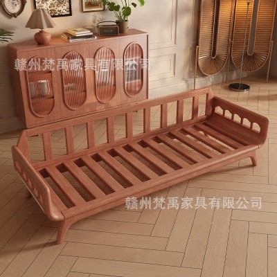 北欧胡桃木全实木沙发中古风云朵沙发冬夏两用小户型客厅家具  1套图4