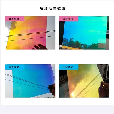 PET炫彩玻璃膜 镭射纸玻璃贴纸七彩玻璃膜滴胶手工透明玻璃纸     50米图2
