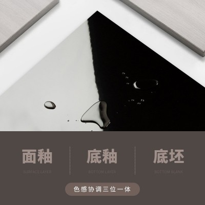 中国黑黑金沙亮光面水景石英砖600x600x18mmPC砖地铺石园林市政  1块图2