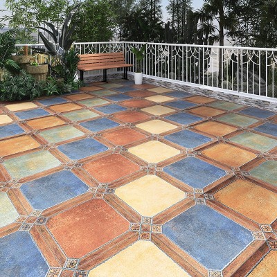 带角花田园仿古砖600x600室内复古客厅地砖户外阳台庭院防滑瓷砖  1件