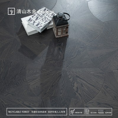 荷叶艺术拼花木地板异形拼花多层实木复合地板黑胡桃橡木氨熏地暖     1平方米图2