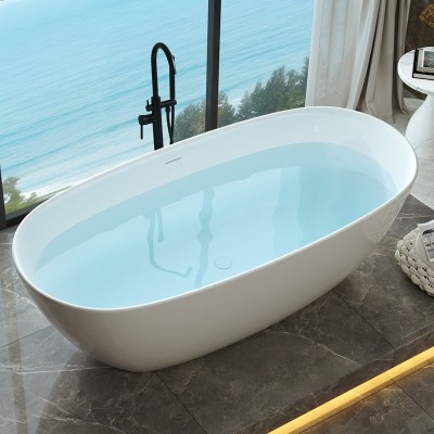 鹅蛋形哑光亮光亚克力浴缸工程薄边1.3-1.7米浴池Acrylic bathtub 1件图2