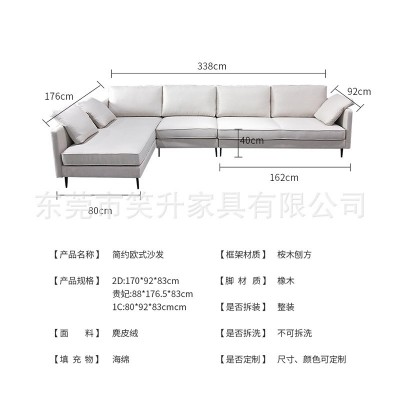 北欧简约轻奢布艺沙发组合小户型科技布沙发组合客厅整装加工  1件图3