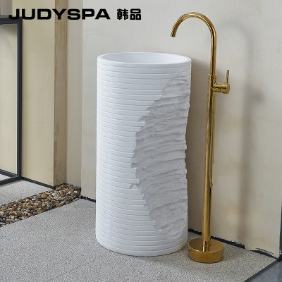 人造石柱盆落地式洗手盆立柱盆卫生间个性洗手盆卫生间立式洗手盆  1件图5