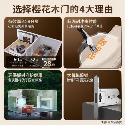 整套肤感木皮烤漆纹理时尚烤漆复合室内卧室门静音多层实木 门厂家   1扇图4