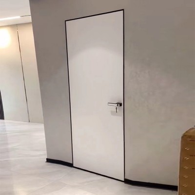 厂家定制窄边极简隐形铝木门卧室门外平内开无框门碳晶涂料房间门1套图3