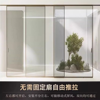 完美系统极窄三联动推拉门厨房阳台隔断门铝合金吊轨玻璃移门定制 1平方米图4