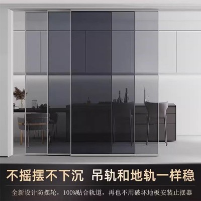 完美系统极窄三联动推拉门厨房阳台隔断门铝合金吊轨玻璃移门定制 1平方米图3