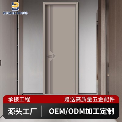三聚氰胺木门白色室内卧室套装门工程免漆门法式实木复合 5扇图2