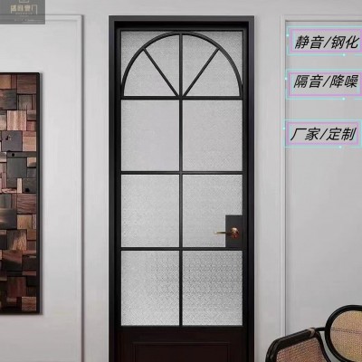 新款法式复古玻璃门老式卫生间全套高挡极窄极简海棠玻璃平开门     1扇