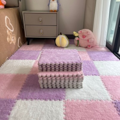代发毛绒地毯卧室房间全铺床边毯儿童拼接地垫阳台飘窗垫可裁剪图3