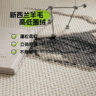 新西兰羊毛地毯意式复古现代简约风家用客厅茶几毯批发图3