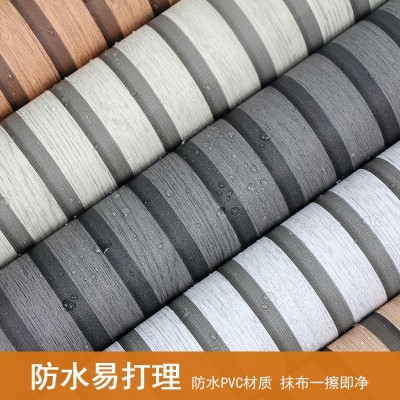 定制仿木纹贴纸加厚防水PVC墙纸自粘家具翻新衣橱柜子桌面门贴  1卷图2