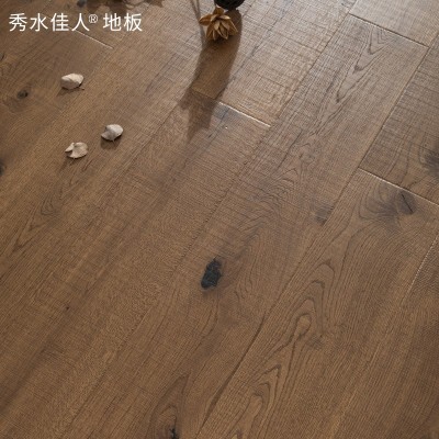 橡木纯三层实木地板带结锁扣原木风中古风肤感漆手刮锯齿厂家直销  1件图2