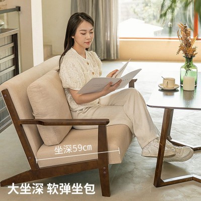 实木桌椅组合奶茶店咖啡厅休闲卡座沙发椅酒店大堂休息区接待椅    1件图4