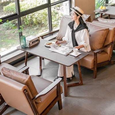 复古咖啡厅奶茶店书吧桌椅组合民宿清吧餐厅卡座沙发接待洽谈休闲      1个图2