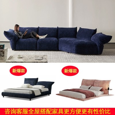 网红花瓣沙发意式客厅转角沙发异形大平层简约布艺雪尼尔沙发组合     1套图4
