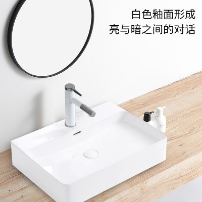 家用台上盆洗手盆长方型酒店卫生间一体式艺术盆阳台小尺寸洗脸盆      2个图2