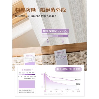 镜面纱窗帘纱帘透光不透人客厅阳台日式隔热遮阳飘窗白纱 防晒窗纱       1米图3
