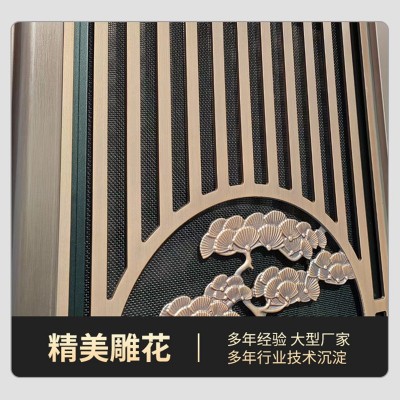 厂家直销新中式窗框装饰高端铜门精雕铸铝门系统门不锈钢入户大门  1件图3