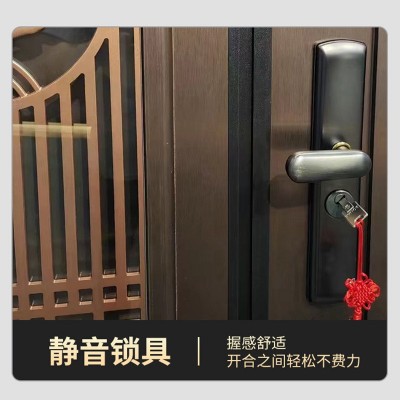 厂家直销新中式窗框装饰高端铜门精雕铸铝门系统门不锈钢入户大门  1件图4