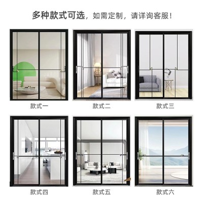 35x65中窄推拉门铝合金隔音玻璃门厨房门推拉阳台门源头厂家批发  1件图2