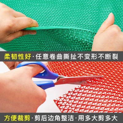 S形网格蓝色约5.5毫米厚镂空PVC地垫疏水耐磨泳池浴室防滑地垫      1件图2