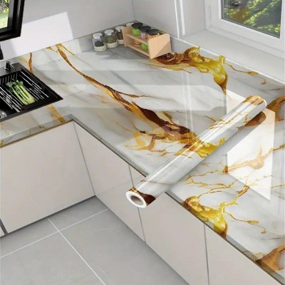 跨境专供鎏金大理石纹墙纸 家装建材背景墙Gilt marble w allpaper  1件图4