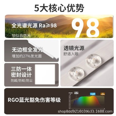 全光谱LED平板灯无边框集成吊顶专用平板灯防水浴室照明 面板灯     1只图2