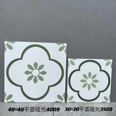 浴室卫生间防滑3030黑白小地砖300网红小清新复古哑光阳台小花砖  1块图3