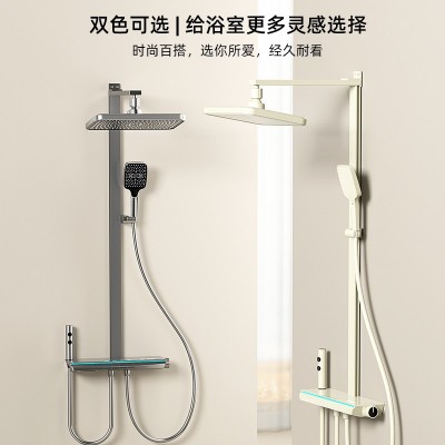 恒温淋浴花洒套装全铜家用智能数显增压喷枪枪灰色卫生间沐浴器  1件图4