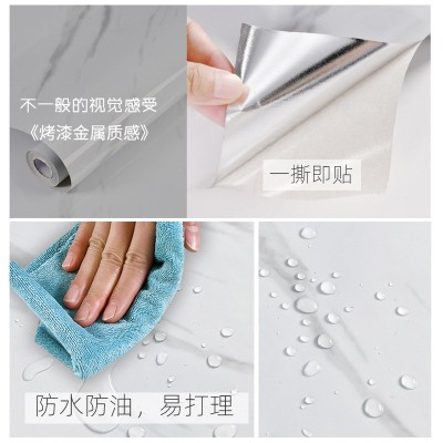 厨房防油贴纸仿石纹防潮耐高温瓷砖墙纸灶台防水自粘遮丑翻新贴膜  1件图4
