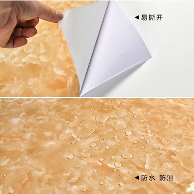 大理石贴纸厨房台面柜子家具翻新贴纸桌面防水墙纸PVC自粘防油贴  1件图4