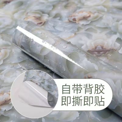 大卷50米大理石加厚壁纸厨房防油贴纸墙纸灶台浴室橱柜防水光贴纸    1件图3