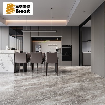 希腊灰瓷砖900×1800客厅厨卫地砖蕉叶灰超白岩板云朵灰地板砖  1件图2