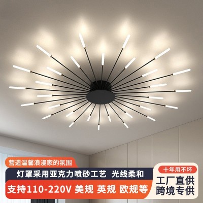 跨境现代简约LED吸顶灯大厅高级感烟花灯无极调光卧室书 房吸顶灯  1件图2