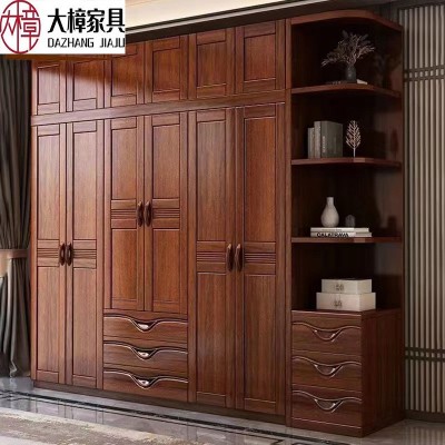 胡桃木新中式衣柜家用卧室收纳柜现代简约家用经济型储物实木衣橱  1件图2