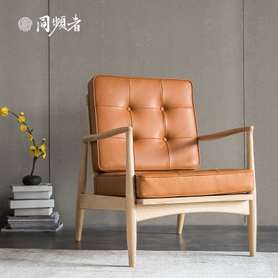 同频者 北欧现代简约客厅阳台休闲实木单人沙发椅 白蜡木通体打磨 1张图2