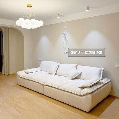 工厂定制小户型直排科技布客厅沙发 磨砂布羽绒超坐深宽帆船沙发 1套图2