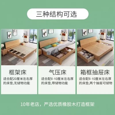 酒店公寓实木床 儿童房1米单人床现代简约出租房经济型客房民宿床 1套图2