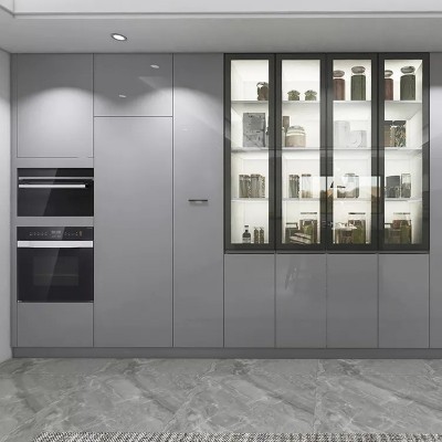 欧式全屋定 制铝合金整体厨房柜门定 制大理石灶台一体厨房柜子吊图4