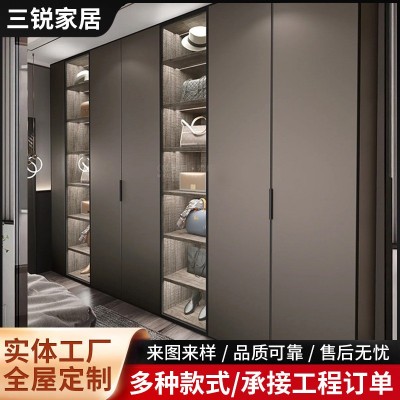全屋定制家具衣帽间整体简约轻奢卧室置顶收纳转角走入式衣柜定做图2