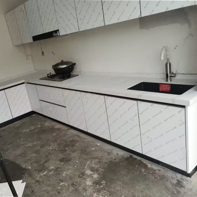 深圳全屋厨柜整体定 制现代简约厨房爱格板PET肤感多层实木板橱柜 5平方图2