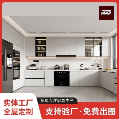 全屋家具铝合金地柜欧式整体厨房灶台一体式蜂窝铝橱柜吊柜    1平方图2