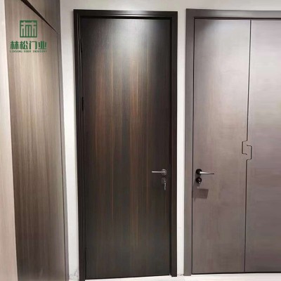 实木复合碳晶中古风卧室门现代简约胡桃橡木静音环保套装木门定制     2件图3
