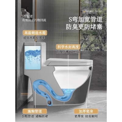 马桶坐便器家用酒店工程连体式虹吸防臭节水卫生间陶瓷抽水座便器     1个图4