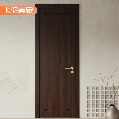 新中式中古风卧室门隔音平开复古门多层实木复合免漆门工厂平板门 1扇图2