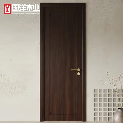 中式隔音平开门卧室门复古门中古风多层实木复合烤漆门工厂房间门    1扇图4